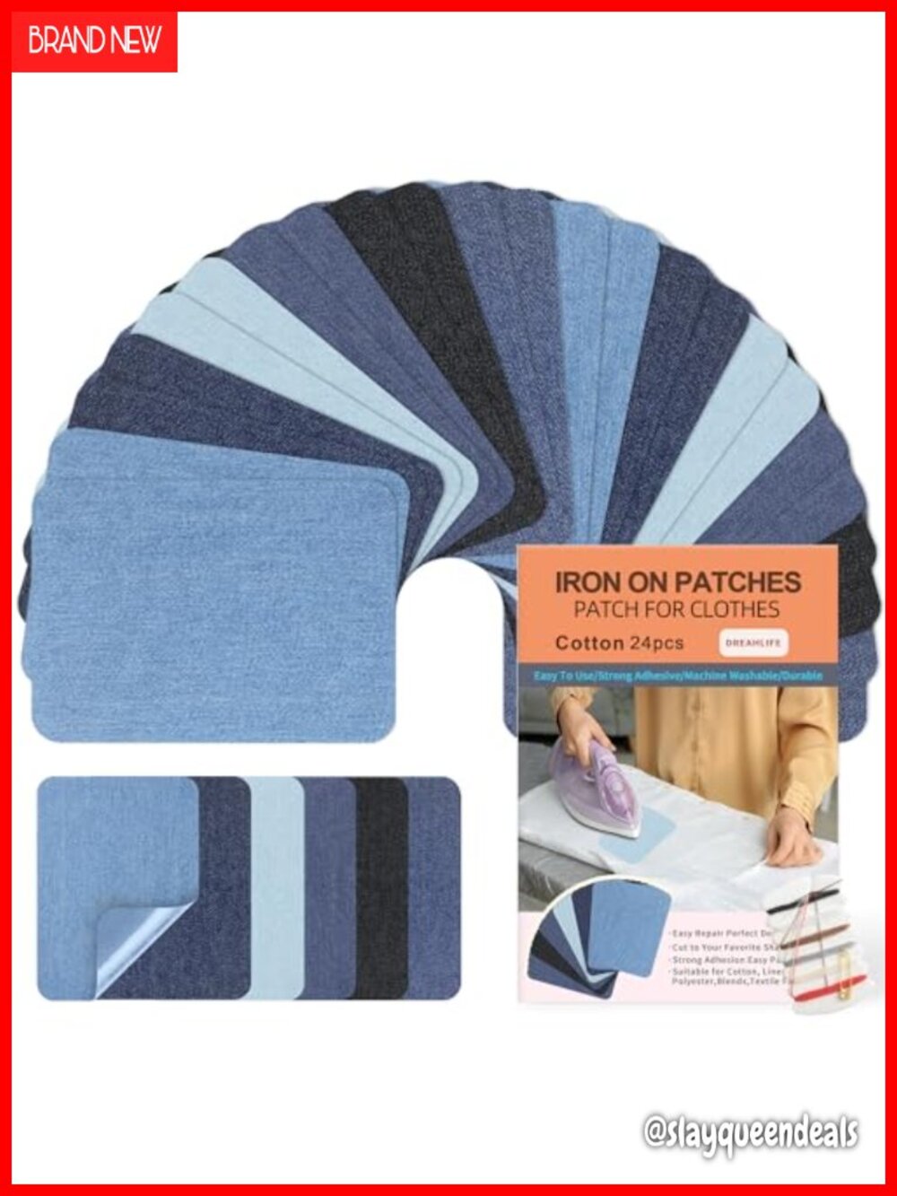 Iron On Patches for Clothes 24Pcs Denim Jean Repair Kit Cotton